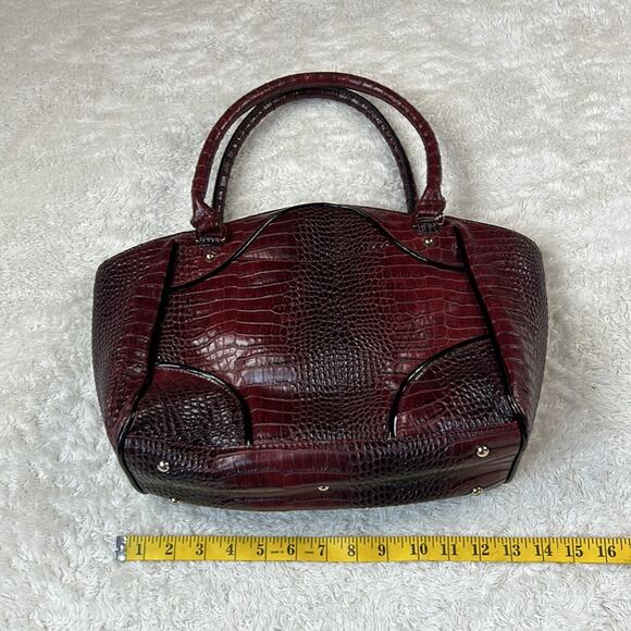 Stauer oxblood faux leather croc embossed alligator shoulder bag - Picture 5 of 11